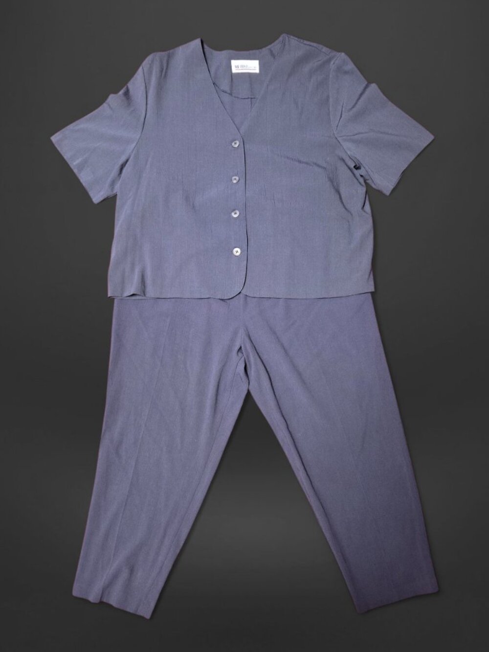 Vintage 90s Navy Blue Retro Pantsuit Two Piece Set (20/22W)